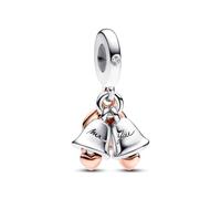 Pandora Moments Wedding bells sterling silver and 14k rose gold-plated dangle with clear cubic zirconia