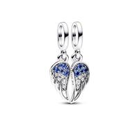 Pandora Moments Wings sterling silver splittable dangle with stellar blue, skylight blue crystal and clear cubic zirconia