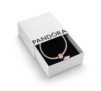 PANDORA Moments Women's 14k Gold-plated unique metal blend Sparkling Crown O Snake Chain Bracelet, Size 21, With Gift Box