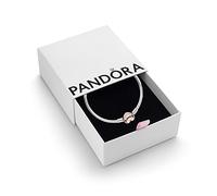 PANDORA Moments Women's 14k Rose Gold-Plated and Sterling Silver Heart Clasp Snake Chain Bracelet for Charms, Size 17, With Gift Box