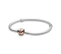 PANDORA Moments Women's 14k Rose Gold-Plated and Sterling Silver Snake Chain Bracelet for Charms, Size 19