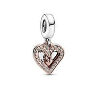 Pandora Moments Women's 14k Rose Gold-Plated and Sterling Silver Sparkling Freehand Heart Dangle Charm for Bracelet, No Box