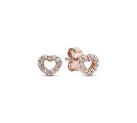 Pandora Moments Women's 14k Rose Gold-Plated Open Heart Cubic Zirconia Stud Earrings, No Box