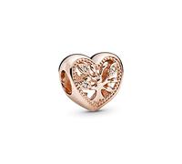 PANDORA Moments Women's 14k Rose Gold-Plated Openwork Family Tree Heart Bracelet Charm, No Box