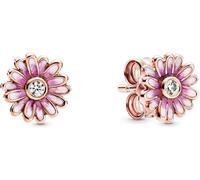 Pandora Moments Women's 14k Rose Gold-Plated Pink Daisy Flower Stud Earrings, No Box
