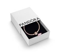 PANDORA Moments Women's 14k Rose Gold-Plated Sparkling Crown O Snake Chain Bracelet, Size 21, With Gift Box
