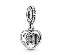 Pandora Moments Women's Sterling Silver 30 Years of Love Cubic Zirconia Dangle Charm for Bracelet, No Box