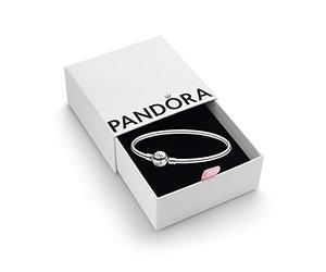 PANDORA Moments Women's Sterling Silver Bangle Bracelet for Charms, Size 15, With Gift Box