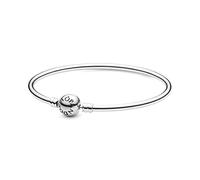 PANDORA Moments Women's Sterling Silver Bangle Bracelet for Charms, Size 19