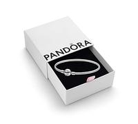 PANDORA Moments Women's Sterling Silver Bangle Bracelet for Charms, Size 21, With Gift Box
