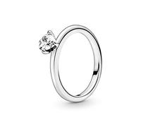 Pandora Moments Women's Sterling Silver Clear Heart Solitaire Ring, Size 50, No Box