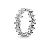 PANDORA Moments Women's Sterling Silver Daisy Ring | Sterling Silver Daisy Ring, Cubic Zirconia Flower Chain Design, Hand-Finished 925 Silver, Stack or Wear Alone