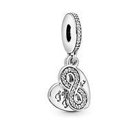 Pandora Moments Women's Sterling Silver Forever Friends Heart Cubic Zirconia Dangle Charm for Bracelet, No Box