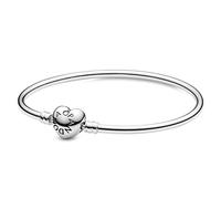 PANDORA Moments Women's Sterling Silver Heart Clasp Bangle Bracelet for Charms, Size 17, No Box