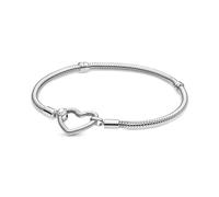 PANDORA Moments Women's Sterling Silver Heart Closure Snake Chain Bracelet, Size 17, No Box