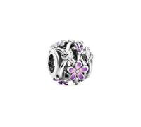 Pandora Moments Women's Sterling Silver Openwork Purple Daisy Charm, No Box