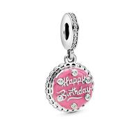 Pandora Moments Women's Sterling Silver Pink Birthday Cake Dangle Charm, No Box