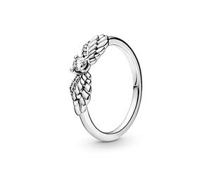 PANDORA Moments Women's Sterling Silver Sparkling Angel Wings Ring, Size 58, With Gift Box