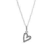Pandora Moments Women's Sterling Silver Sparkling Freehand Heart Pendant Necklace, 50cm, No Box