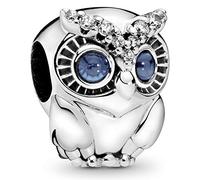 Pandora Moments Women's Sterling Silver Sparkling Owl Cubic Zirconia Bracelet Charm, No Box
