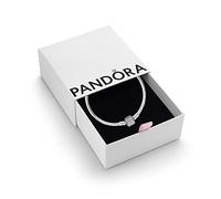 PANDORA Moments Women's Sterling Silver Sparkling Pavé Clasp Snake Chain Bracelet for Charms, Size 17, With Gift Box