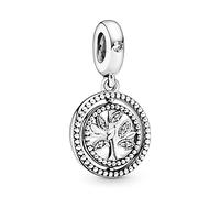 Pandora Moments Women's Sterling Silver Spinning Family Tree Cubic Zirconia Dangle Charm for Bracelet, No Box