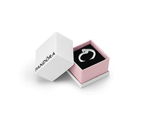 PANDORA Moments Women's Sterling Silver Two Sparkling Hearts Cubic Zirconia Ring, Size 56, With Gift Box