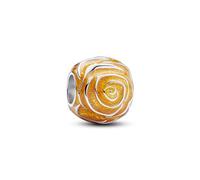 Pandora Moments Monstera leaves sterling silver charm with holographic glittery green enamel