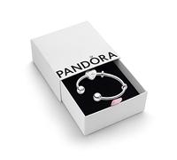 PANDORA Nan Heart Charm & Bracelet Set - Women's Sterling Silver Nan Heart Bracelet Charm & Open Bangle Bracelet Gift Set - Jewellery Set With Gift Box, Size 17.5