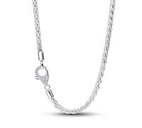 PANDORA Necklace Pave Clasp, Fox Tail Chain, 925 Sterling Silver with Cubic Zirconia, Ladies Chain Compatible with Temporary Charms, Length 18 inches, 394463C01-45