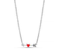 PANDORA Moments Arrow & Murano Glass Heart Necklace Sterling Silver with Zirconia 50 cm 393669C01-50, 50cm, Sterling Silver, Cubic Zirconia