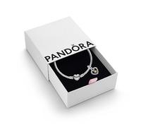Pandora November Birthstone Dangle Charm & Bracelet Set - Women's Sterling Silver November Birthstone Dangle Charm & Heart Clasp Snake Chain Bracelet - Jewellery Set With Gift Box, Size 17