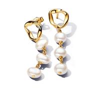 Pandora Essence 14k Gold-plated drop earrings with baroque white treated freshwater cultured pearl
