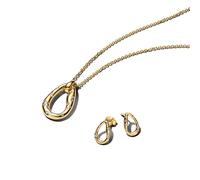Pandora Organically Shaped Stone-Set Oval Necklace & Earrings Set - Gold
