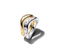 Pandora Organically Shaped Two-Tone Stacking Rings - 58