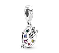 Pandora Passions Artists palette sterling silver dangle with red cubic zirconia, phlox pink, blazing yellow and lake green and stella blue crystal