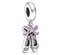 Pandora Passions Ballerina shoes sterling silver dangle with clear cubic zirconia and pink enamel