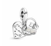 Pandora Passions Cats and heart sterling silver dangle with clear cubic zirconia and shimmering silver enamel