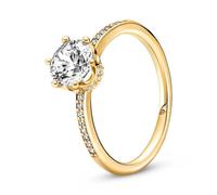 Pandora Passions Sparkling Crown 14k gold-plated ring with clear cubic zirconia, 48