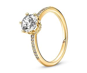 Pandora Passions Sparkling Crown 14k gold-plated ring with clear cubic zirconia, 60