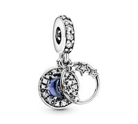 Pandora Passions Star and moon sterling silver dangle with skylight blue crystal and clear cubic zirconia