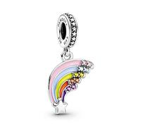 Pandora Passions Star and rainbow sterling silver dangle with pink cubic zirconia and purple, yellow, orange and blue crystal and enamel