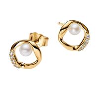 Pandora Pavé Hoop Circle Pearl Stud Earrings Gold 264662C01