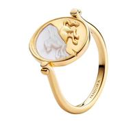 PANDORA Pegasus 164812C06 Ring with Reversible Locket, 14 Carat Gold Plated and Mother of Pearl