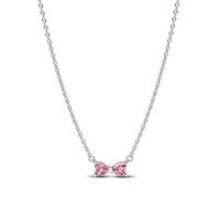 Pandora Silver Pink Bow Pendant Necklace