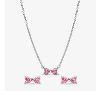 PANDORA Pink Bow Jewellery Set 394235C01-45 & 293505C01