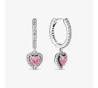 PANDORA Pink Sparkling Halo Heart Hoop Earrings 291445C01