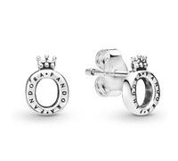 Pandora Polished Crown O Stud Earrings 298295 - Sterling Silver, 8x6mm Crown O Logo Studs