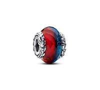 Pandora Project House ice and fire sterling silver charm with faceted red and blue Murano glass