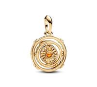 Pandora Project House spinning Astrolabe 14k gold-plated dangle with honey coloured crystal and clear cubic zirconia